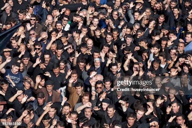 crowd celebrating ashura in ardebil,iran - muharram stock pictures, royalty-free photos & images