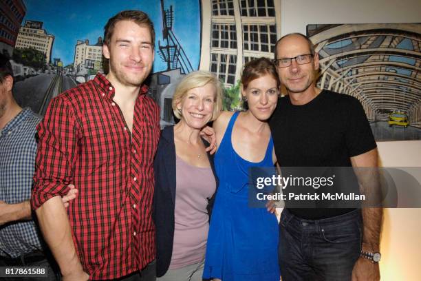 Jason Shaltz, Ardele Shaltz, Carrie Shaltz and Phil Shaltz attend Adam Suerte, Zach Hyman, The Shaltzes Studio Opening at The Damn on September 24,...