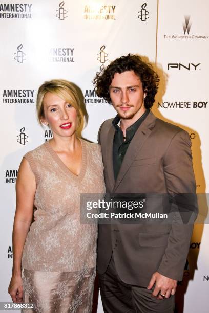 Sam Taylor-Wood and Aaron Johnson attend NOWHERE BOY Premiere at Tribeca Performing Arts Center on September 21, 2010 in New York City.