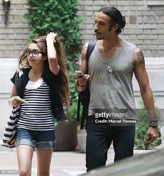 Madonna's daughter Lourdes Leon walks with her father Carlos Leon on the upper west-side of Manhattan on June 30, 2008 in New York City.
