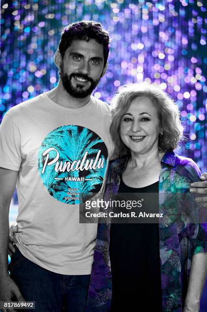 Spanish actors Paco Leon and Carmen Machi attend 'La Tribu' photocall at the La Rosa Club on July 18, 2017 in Madrid, Spain.