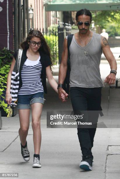 Madonna's daughter Lourdes Leon walks with her father Carlos Leon on the upper west-side of Manhattan on June 30, 2008 in New York City.