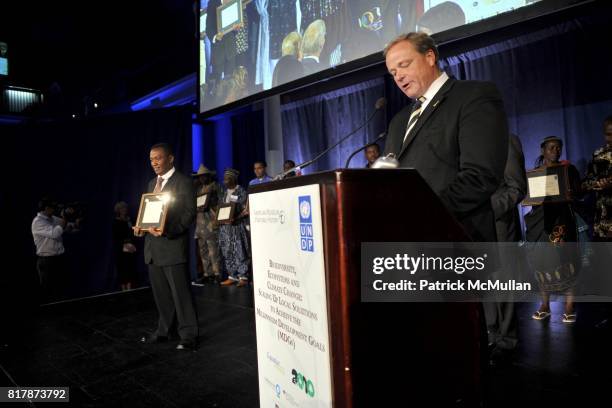 Jean Claude and Dirk Niebel attend UNDP Equator Prize 2010 at The American Museum of Natural History on September 20, 2010 in New York City.