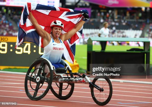 Hannah Cockroft of Great Britain winner of Women's 800m T34 Final during IPC World Para Athletics Championships at London Stadium in London on July...