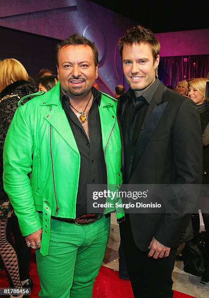 Australia's Next Top Model judges Napoleon Perdis and Jonathan Pease pose following the final show to announce the winner of Australia's Next Top...