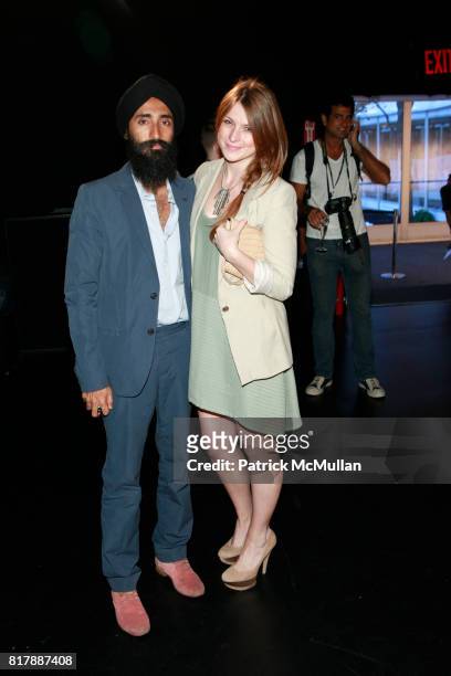 Waris Ahluwalia and Johanna Stout attend BIBHU MOHAPATRA Spring 2011 Show at The Box at Lincoln Center on September 14, 2010 in New York City.