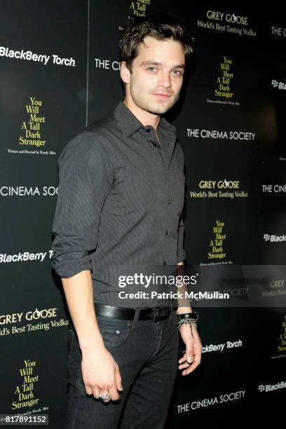 Sebastian Stan attends THE CINEMA SOCIETY & BLACKBERRY TORCH host a screening of "YOU WILL MEET A TALL DARK STRANGER" at The Museum of Modern Art on...