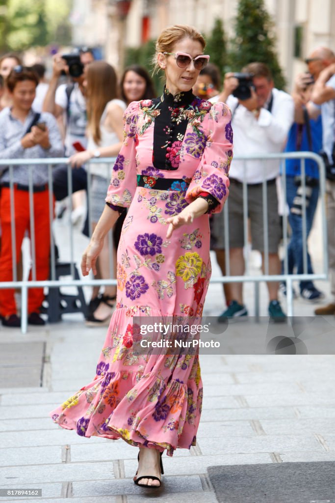 Celine Dion leaves her hotel in Paris