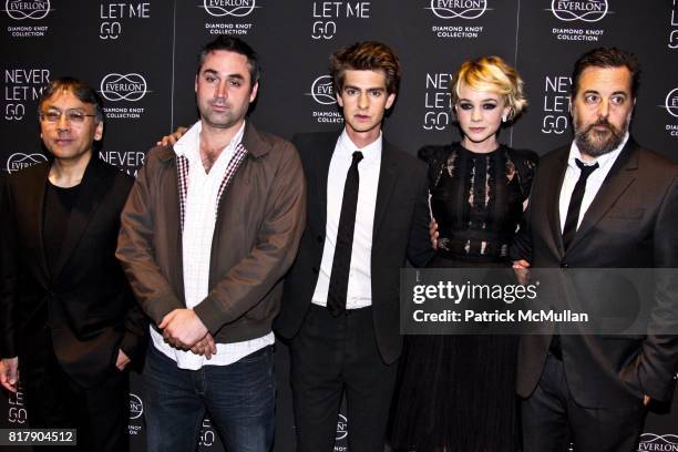Kazuo Ishiguro, Alex Garland, Andrew Garfield, Carey Mulligan and Mark Romanek attend Never Let Me Go Special Screening at Tribeca Grand Hotel on...