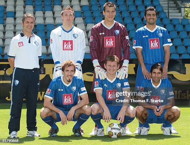 Head coach Marcel Koller poses with new players Andreas Lengsfeld, Daniel Marcio Fernandes, Sinan Kaloglu Christian Fuchs, Paul Freier and Vahid...