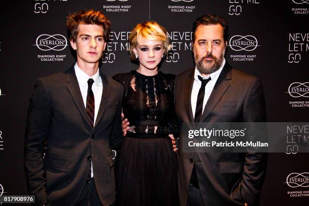 Andrew Garfield, Carey Mulligan and Mark Romanek attend Never Let Me Go Special Screening at Tribeca Grand Hotel on September 14, 2010 in New York...