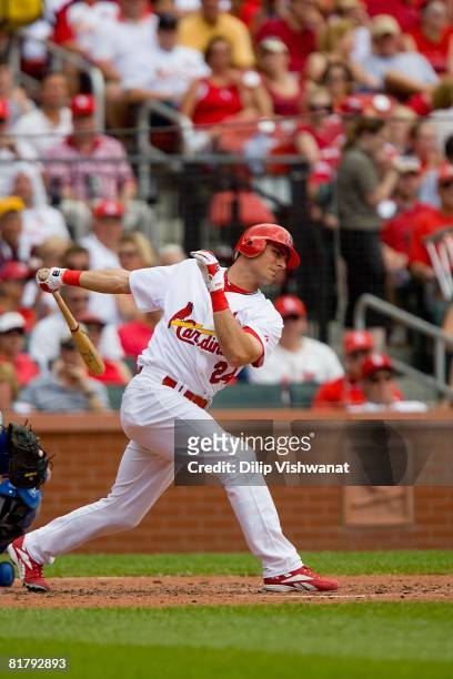 Rick Ankiel of the St. Louis Cardinals bats against the Kansas City Royals on June 19, 2008 at Busch Stadium in St. Louis, Missouri. The Royals beat...