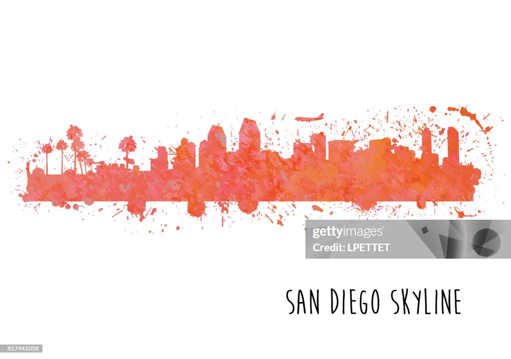 San Diego Skyline Watercolor