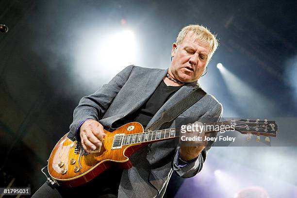 Musician Alex Lifeson of Rush performs live in concert at the Riverbend Music Center on June 30, 2008 in Cincinnati,Ohio