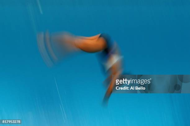 Pandelela Pamg of Malaysia competes during the Women's Diving 10M Platform, semi final on day five of the Budapest 2017 FINA World Championships on...