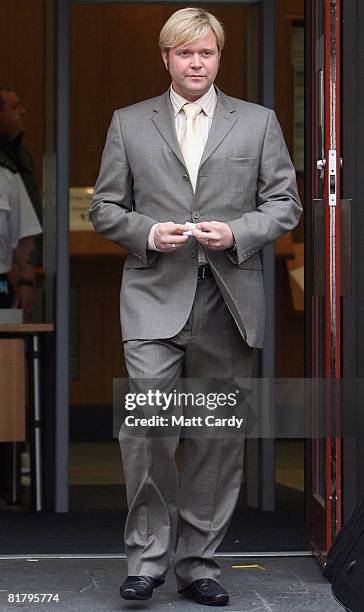 Darren Day leaves Cardiff Magistrates Courthouse after appearing on charges of drink driving on July 2 2008 in Cardiff, Wales. The English actor,...