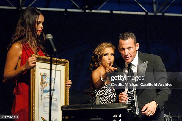 Hilary Richardson, Eva Longoria and Lance Armstrong