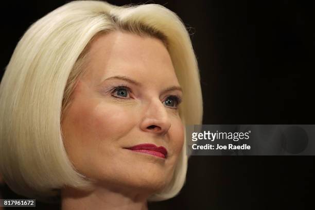 Callista Gingrich sits before the Senate Foreign Relations Committee during her nomination hearing to be ambassador to the Holy See on July 18, 2017...