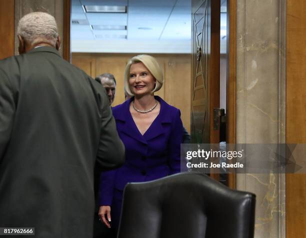 Callista Gingrich arrives for her Senate Foreign Relations Committee nomination hearing to be ambassador to the Holy See on July 18, 2017 in...