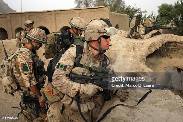 British Paratroopers from the 3rd Battalion The Parachute Regiment and Soldiers from Canadian led Task Force Kandahar take part in an operation to...