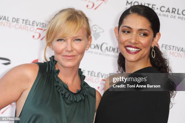 Kelli Giddish and Miranda Rae Mayo arrive at the Opening Ceremony of the 57th Monte Carlo TV Festival and World premier of Absentia Serie on June 16,...