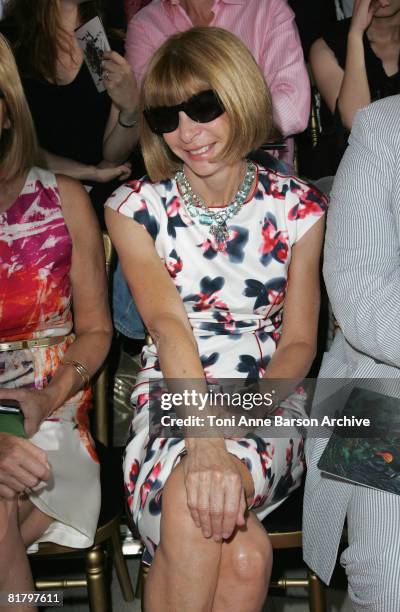 Anna Wintour attends Christian Lacroix '09 Autumn-Winter Haute Couture fashion show at the Pompidou Center on July 1, 2008 in Paris, France.