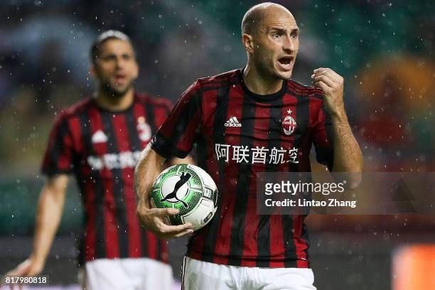 Gabriel Paletta of AC Milan reacts during the 2017 International Champions Cup football match between AC milan and Borussia Dortmund at University...