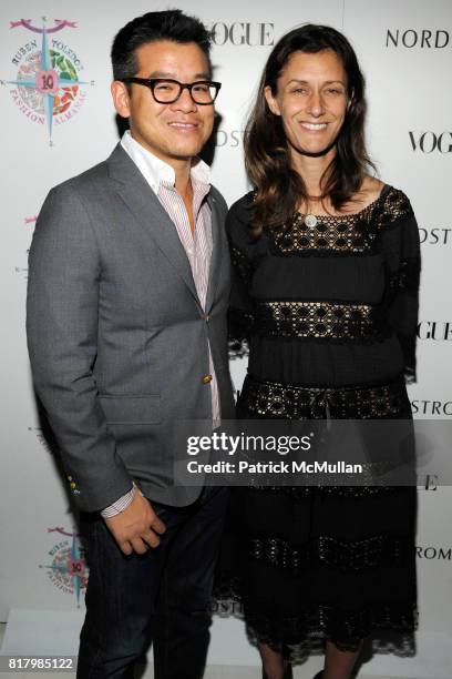 Peter Som, Sally Singer attend VOGUE and NORDSTROM Celebrate The Preview of RUBEN TOLEDO'S FASHION ALMANAC at Indochine on September 13, 2010 in New...