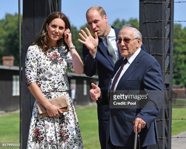 Prince William, Duke of Cambridge and Catherine, Duchess of Cambridge meet a former prisoner of the Stutthof concentration camp, Manfred Goldberg as...
