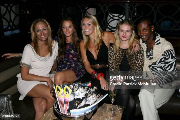 Anisha Lakhani, Alexandra Osipow, Laura Glaister, ? and JJ Percentie attend QUEST MAGAZINE & What2WearWhere.com hosts a soft launch of LAVO at 38 E....