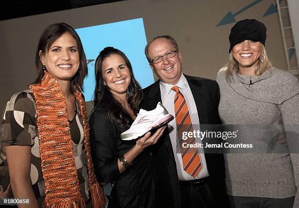 Logan Tom, Brandi Chastain and Hope Solo with Nike Executive and the New Nike Tailwind Shoe