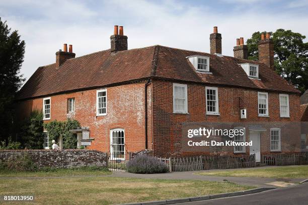 General view of the former home of the celebrated late British author Jane Austen on July 18, 2017 in Chawton, England. Jane Austen spent the last...