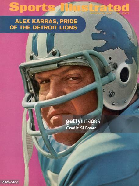 October 12, 1970 Sports Illustrated via Getty Images Cover, Football: Closeup portrait of Detroit Lions Alex Karras, 10/2/1970