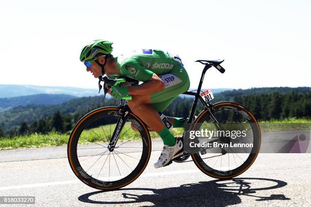 Marcel Kittel of Germany and Quick - Step Floors descends in the peloton on stage sixteen of the 2017 Tur de France, a 165km road stage from Le Puy...