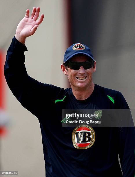 David Hussey of Australia works out during training before the One-Day International game four match between Australia and West Indies at Warner Park...