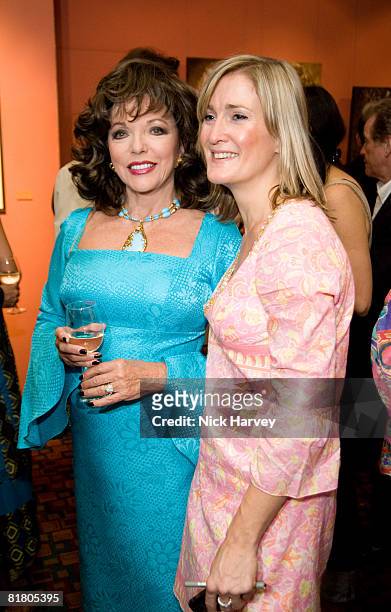 Joan Collins attends the Sacha Newley 'Blessed Curse' exhibition private view at The Arts Club on July 2, 2008 in London, England.