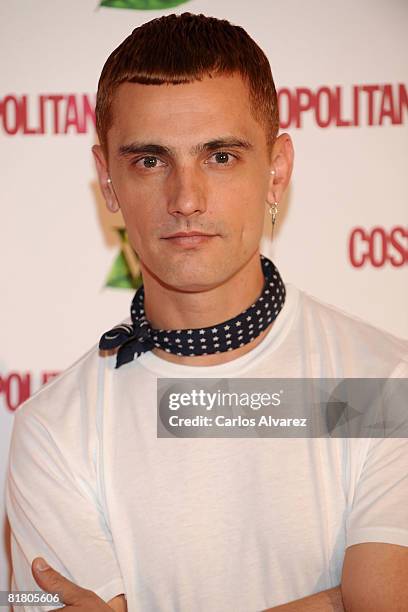 Spanish designer David Delfin attends Cosmopolitan TV party at the Real Cafe Bernabeu July 02, 2008 in Madrid, Spain.