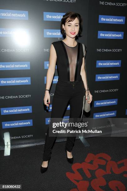 Allison Scagliotti attends COLUMBIA PICTURES & THE CINEMA SOCIETY host a screening of "THE SOCIAL NETWORK" at The SVA Theater on September 29, 2010...