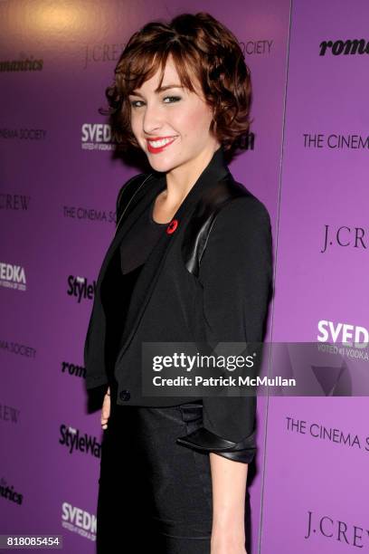 Allison Scagliotti attends THE CINEMA SOCIETY with PEOPLE StyleWatch & J. CREW host a screening of "THE ROMANTICS" at AMC Loews 19th Street East on...