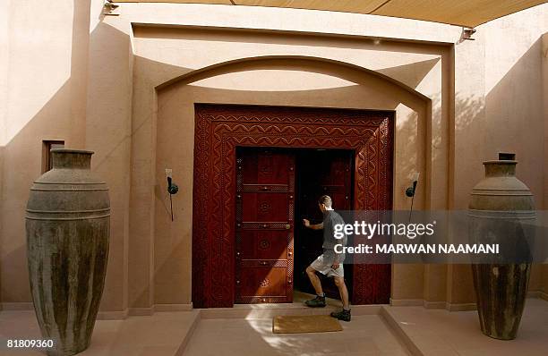 South African ranger enters into the SPA room at al-Maha at al-Maha resort and nature reserve, some 100 kms south of the Gulf emirate of Dubai, on...