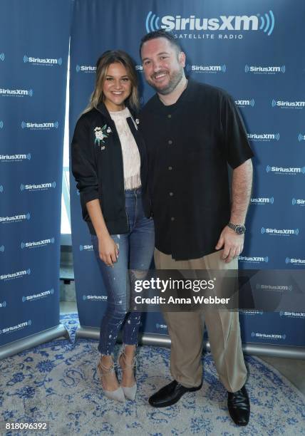 Kelsea Ballerini and SiriusXM Senior Director Country Music Programming JR Schumann visit The SiriusXM Studios In Nashville on July 18, 2017 in...