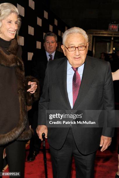 Nancy Kissinger and Dr. Henry Kissinger attend WWD at 100 Anniversary Gala at Cipriani 42nd St on November 2, 2010 in New York City.