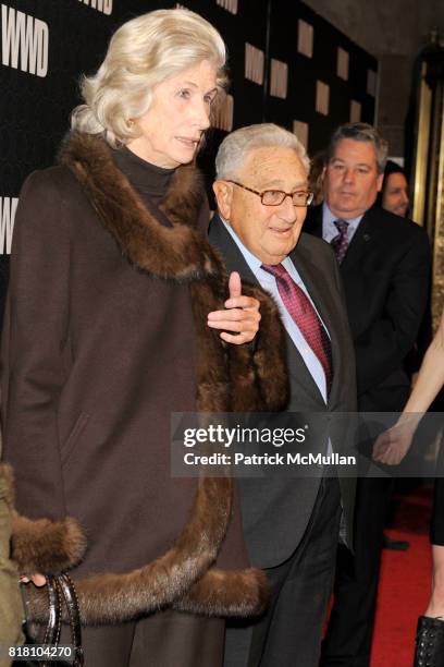 Nancy Kissinger and Dr. Henry Kissinger attend WWD at 100 Anniversary Gala at Cipriani 42nd St on November 2, 2010 in New York City.