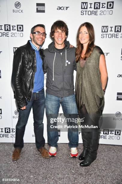 Nick Bilton, Dennis Crowley and Chelsa Skees attend WIRED Celebrates the 2010 WIRED Store Experiential Gallery Opening in NOHO at NoHo on November...