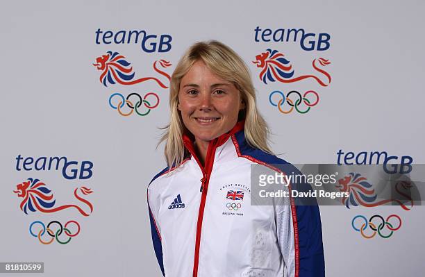 Sailor Sarah Ayton of the British Olympic Team poses for a photograph during the Team GB Kitting Out at the NEC on July 3, 2008 in Birmingham,...