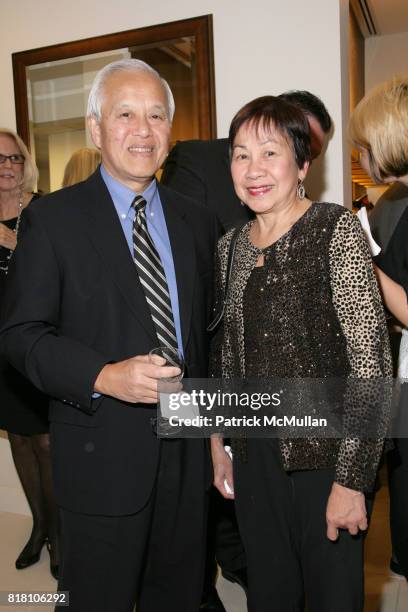 Wing Chu and Gloria Chu attend LEONARD OPTICIANS FLAGSHIP STORE OPENINGS PARTY at 24 West 55th Street on November 18, 2010 in New York City.