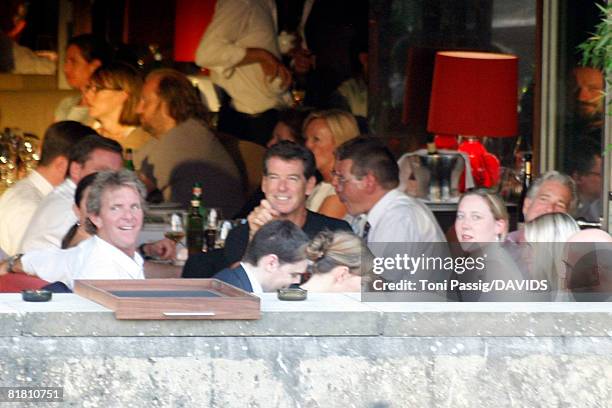Pierce Brosnan and wife Keeley Shaye Smith dining at Grill Royal on July 2, 2008 in Berlin, Germany.