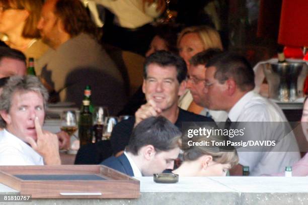 Pierce Brosnan and wife Keeley Shaye Smith dining at Grill Royal on July 2, 2008 in Berlin, Germany.