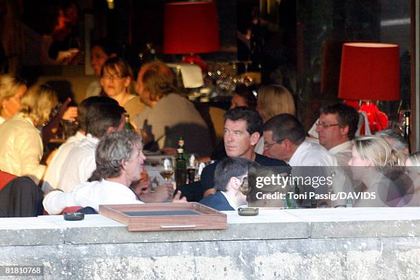 Pierce Brosnan and wife Keeley Shaye Smith dining at Grill Royal on July 2, 2008 in Berlin, Germany.