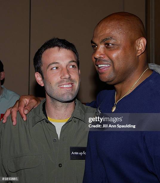 Actor Ben Affleck and Broadcaster Charles Barkley of TNT arrive at 2nd Annual AUFA Celebrity Poker Tournament at the Rio Hotel & Casino on July 2,...